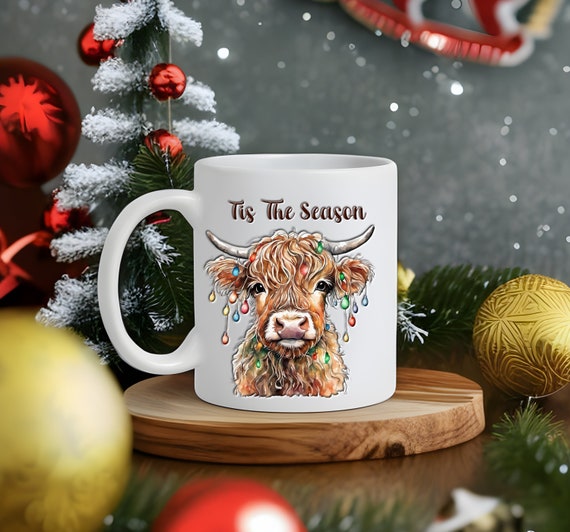 Tis the season higland cow 16 ounce coffee mug