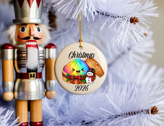 Round Ceramic Squishy Dumpling Ornament Personalized