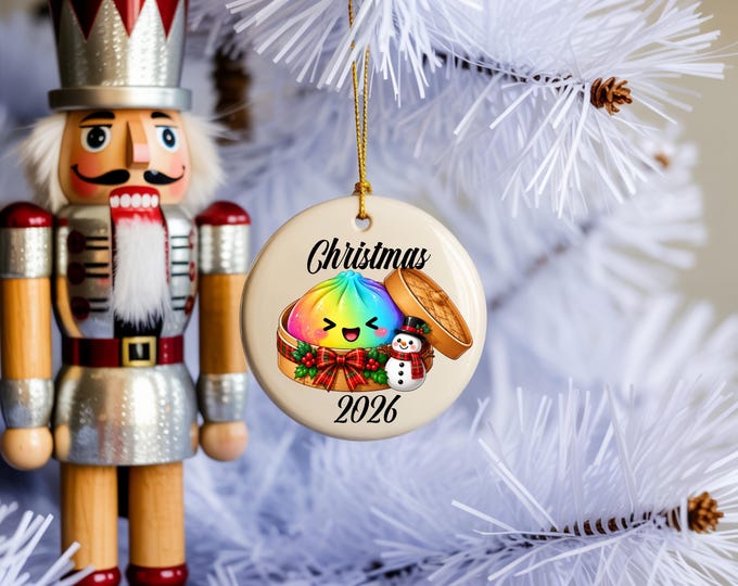 Round Ceramic Squishy Dumpling Ornament Personalized