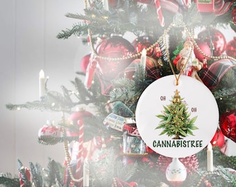 Oh Canabis Tree Ceramic  Christmas Ornament