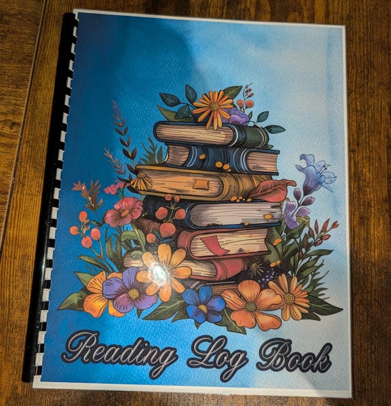 Books and flowers reading log book