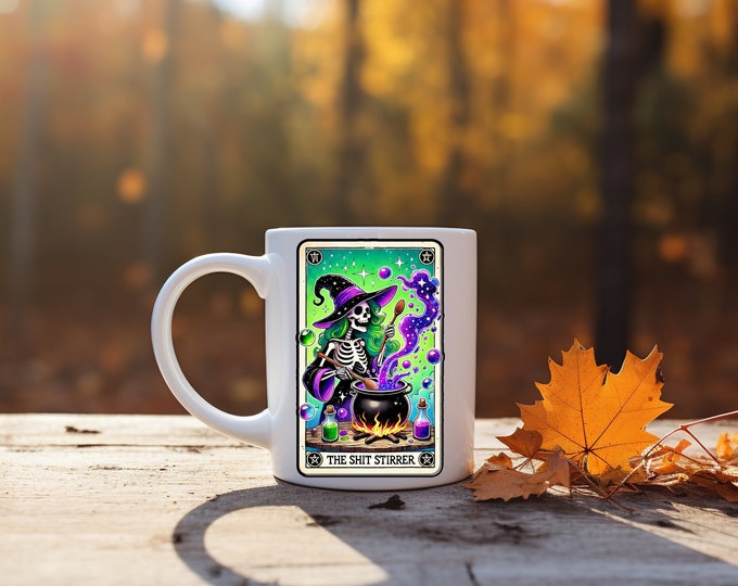 The shit stirrer tarot card coffee mug