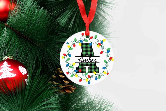 Green Plaid Christmas Ornament