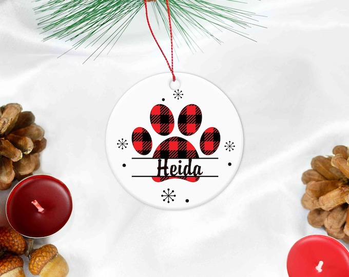 Personalized Pet Paw Christmas Ornament