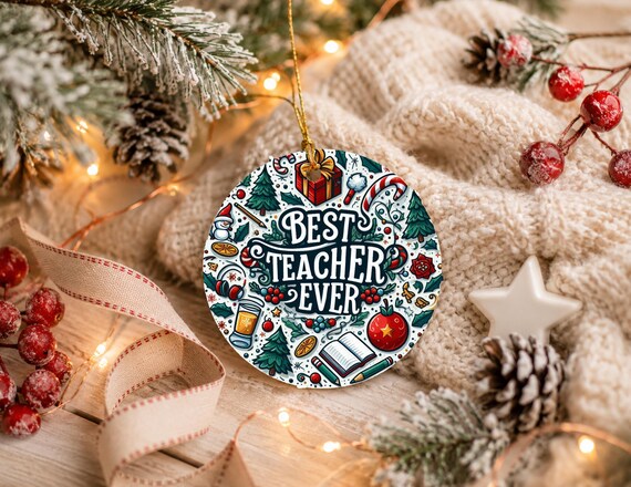 Teacher Christmas Ornaments Ceramic Personalized