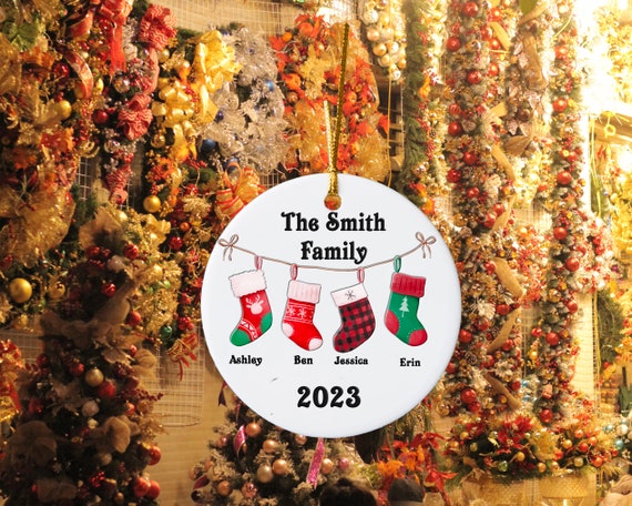 Customized Family Stocking Ceramic Ornament