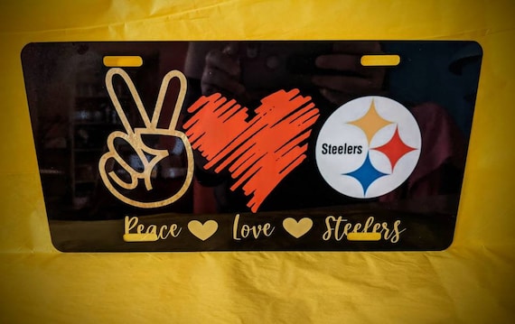 Peace love steelers license plate
