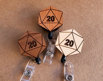 D20 Retractable Badge ID Holder with Clip