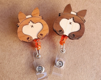 Corgi Butt Retractable Badge ID Holder with Clip