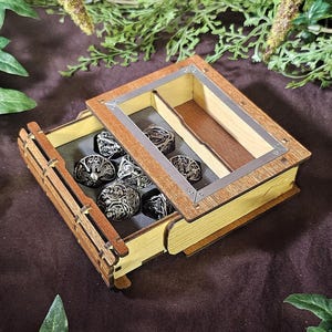 Wooden Mini Book Dice Vault