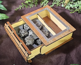 Wooden Mini Book Dice Vault