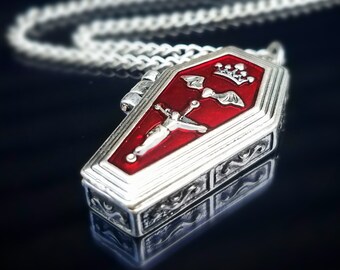 Coffin Locket Necklace, Gothic Jewelry, Casket Locket Necklace