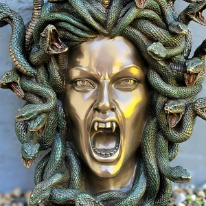 Large Medusa wall statue, Gothic decor, mythological monster