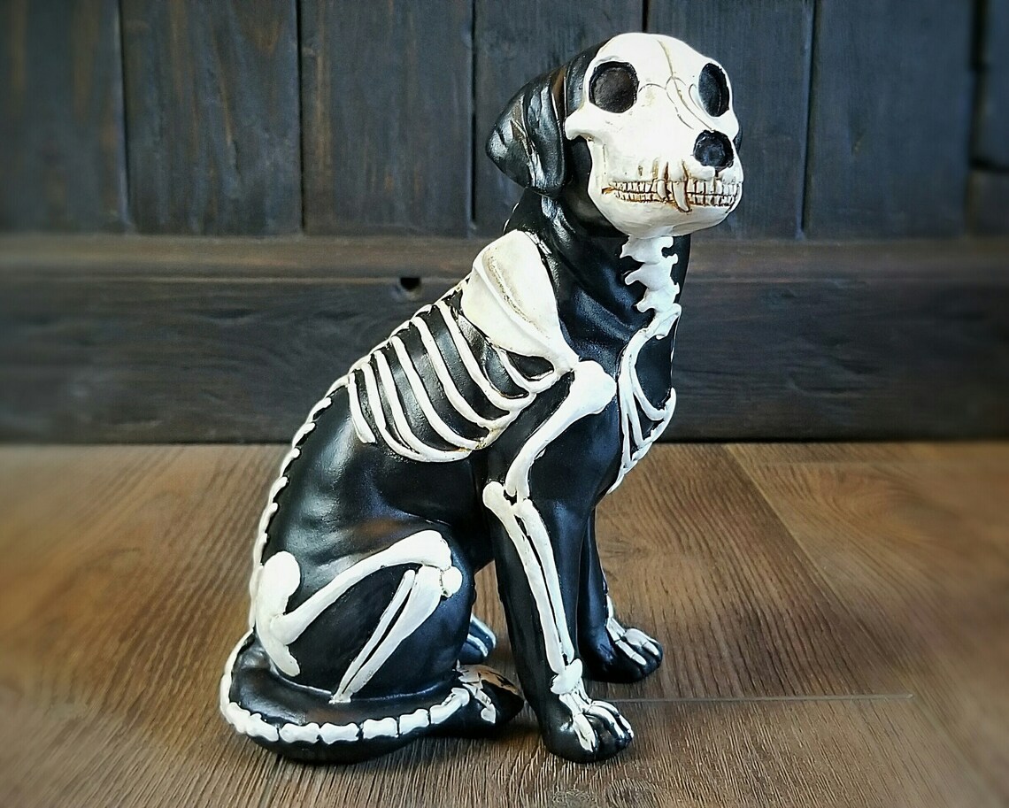 Skeleton Dog and Cat Statue Set Day of the Dead Halloween Etsy