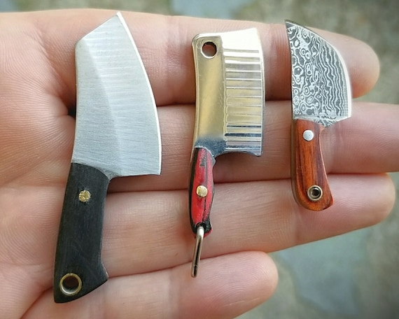  Damascus Pocket Knife Set Mini Chef Tiny Cleaver for