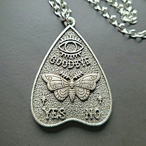Ouija planchette deaths head moth necklace, Gothic jewelry