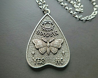 Ouija planchette deaths head moth necklace, Gothic jewelry