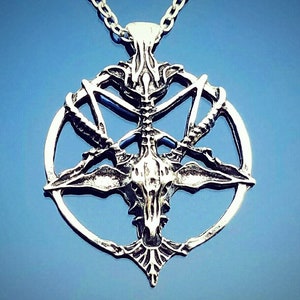 Baphomet Necklace, inverted pentagram, Sigil of Baphomet pendant, occult jewelry