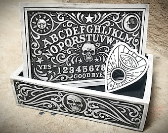 Hand decorated goth box Goth box. Baron Samedi Voodoo illustration jewelry box haitian loa wooden box