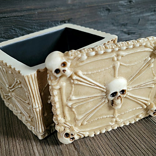 Bronze Skull Jewelry Box Gothic Decor Skull Trinket Box Etsy