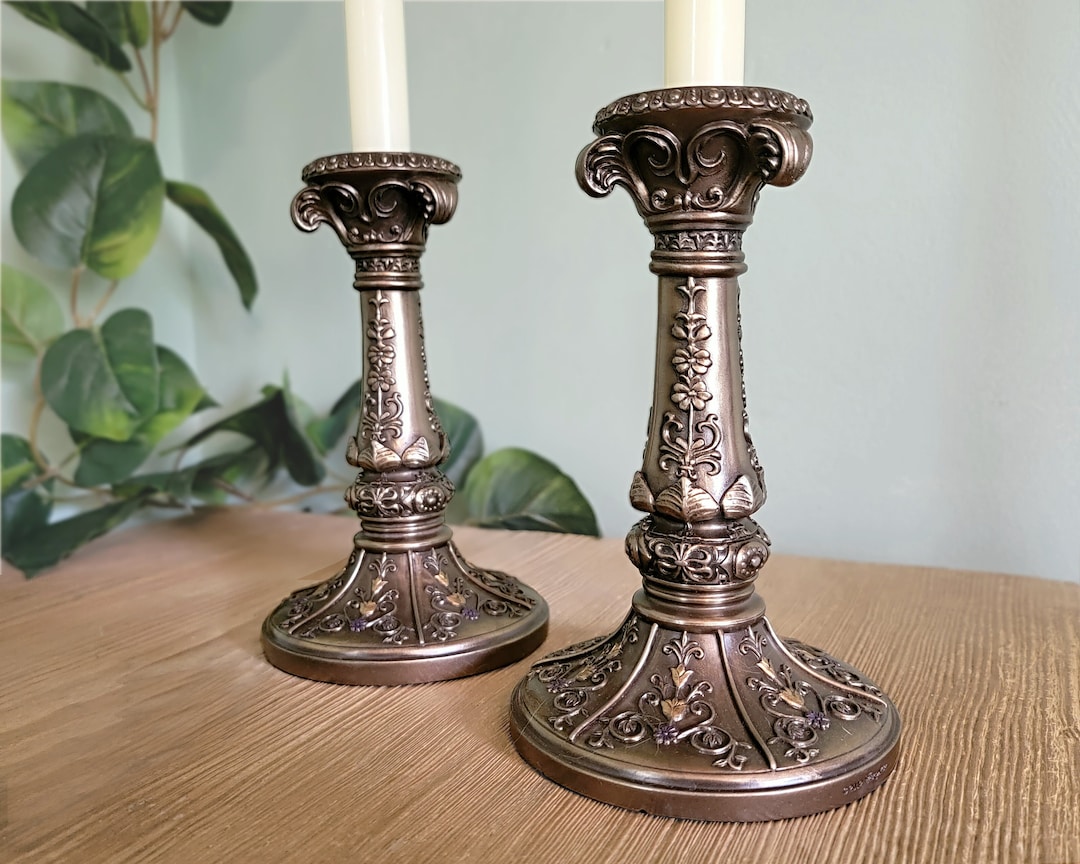 Vintage Baroque Styled Scale and Candle Holders Decorative Set - 3