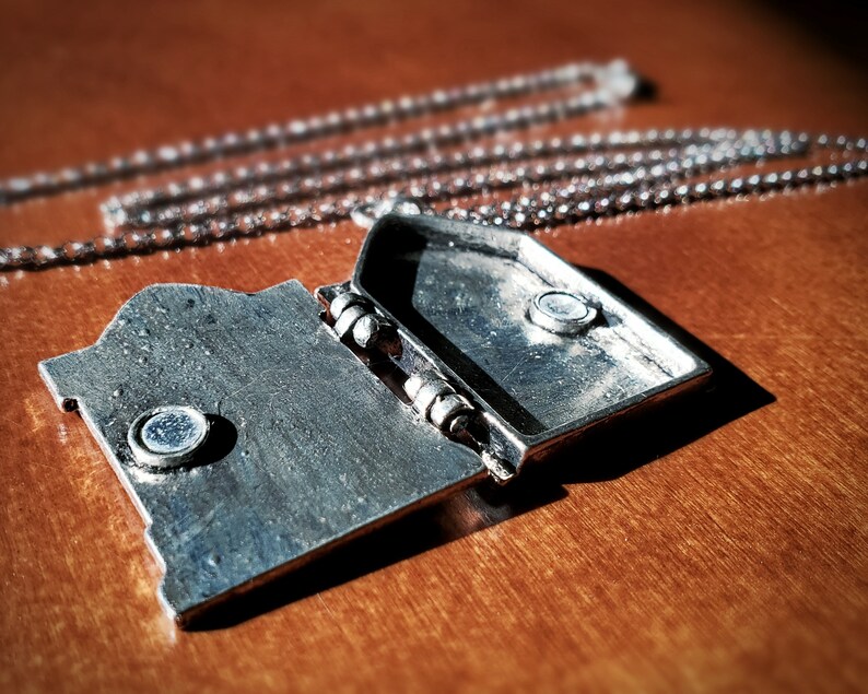 R.I.P. Locket Tombstone Necklace Skulls Halloween Pendant image 4