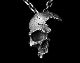 Fractured Skull Necklace, Skull Pendant, Gothic Jewelry