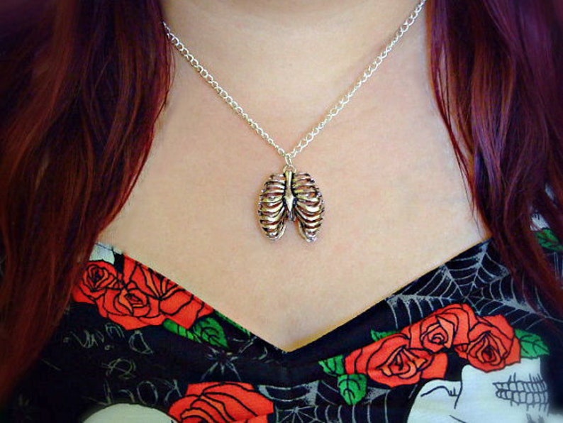 Anatomical Rib Cage Necklace Silver Ribcage Gothic Jewelry Etsy