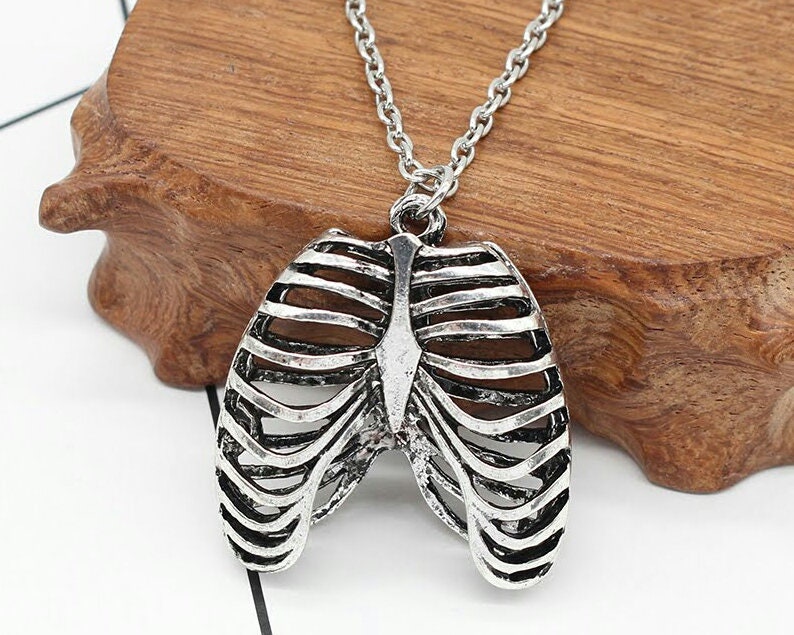 Anatomical Rib Cage Necklace Silver Ribcage Gothic Jewelry Etsy