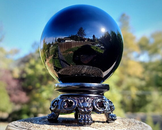 80mm Large Black Crystal Ball, Gothic Decor, Scrying Glass Ball, 3.15 Inch  