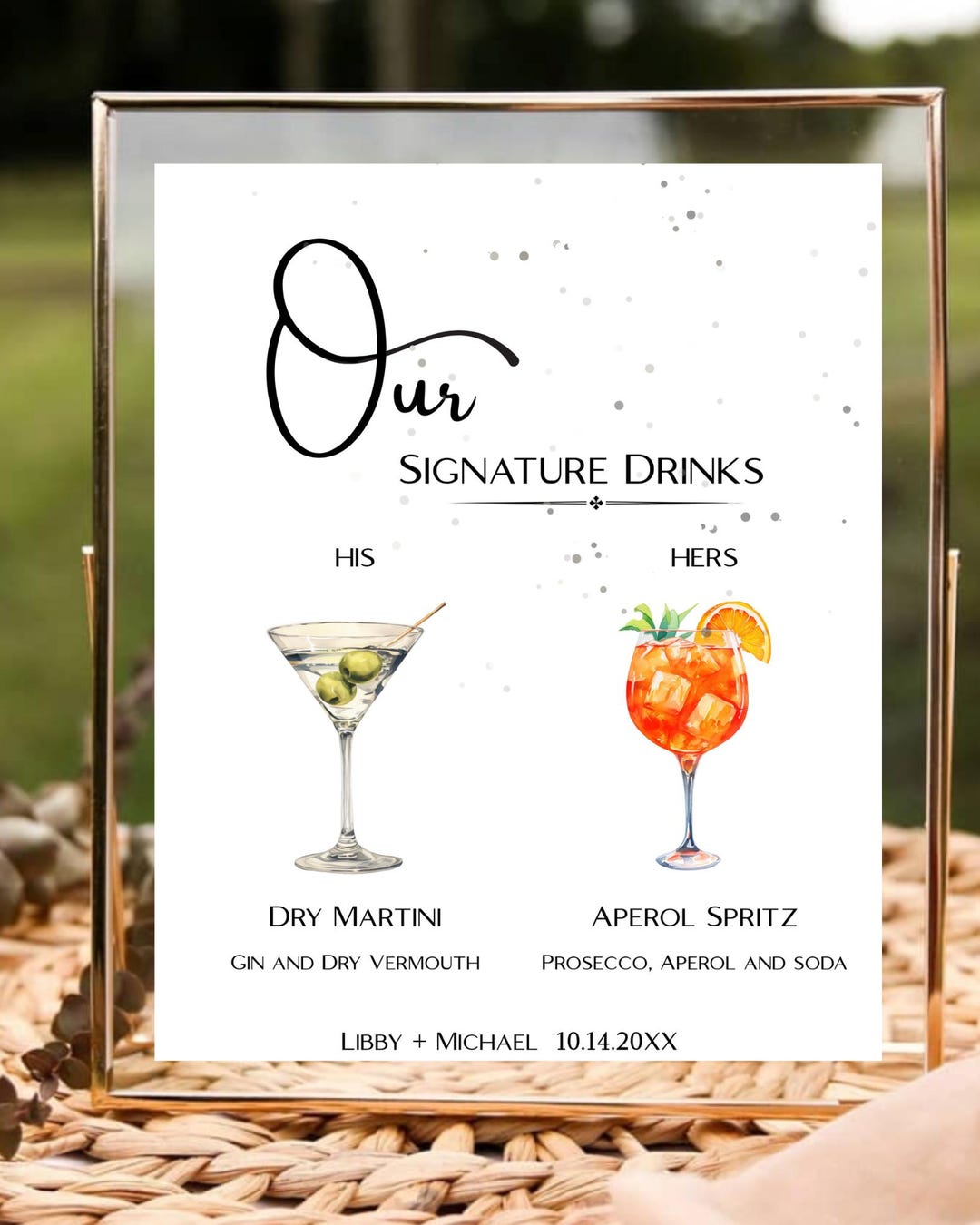 Signature Drink Sign Template, Wedding Drink With Descriptions Sign ...