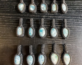 Larimar Pendant Necklace Macrame