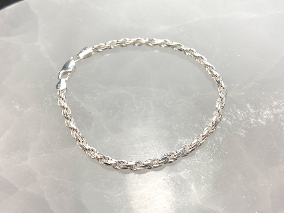 Sterling Silver Bracelet Rope Chain 7 Inch .925 Silver - Etsy