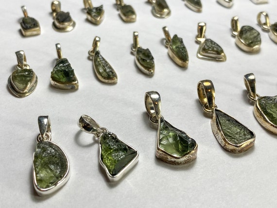 Moldavite Pendant Silver Necklace Genuine Moldavite