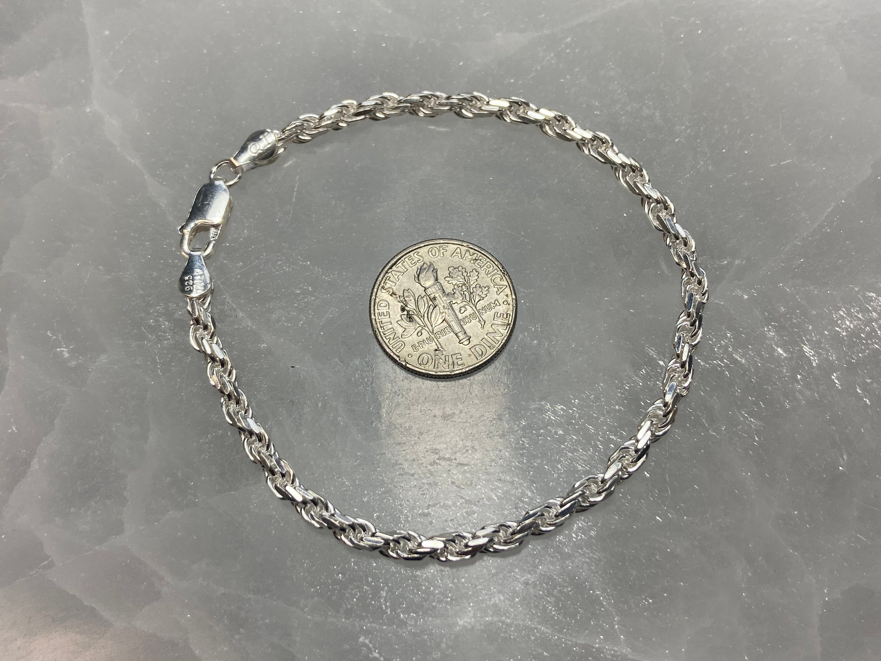 Sterling Silver Bracelet Rope Chain 7 Inch .925 Silver - Etsy