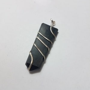 Shungite pendant wirewrap necklace