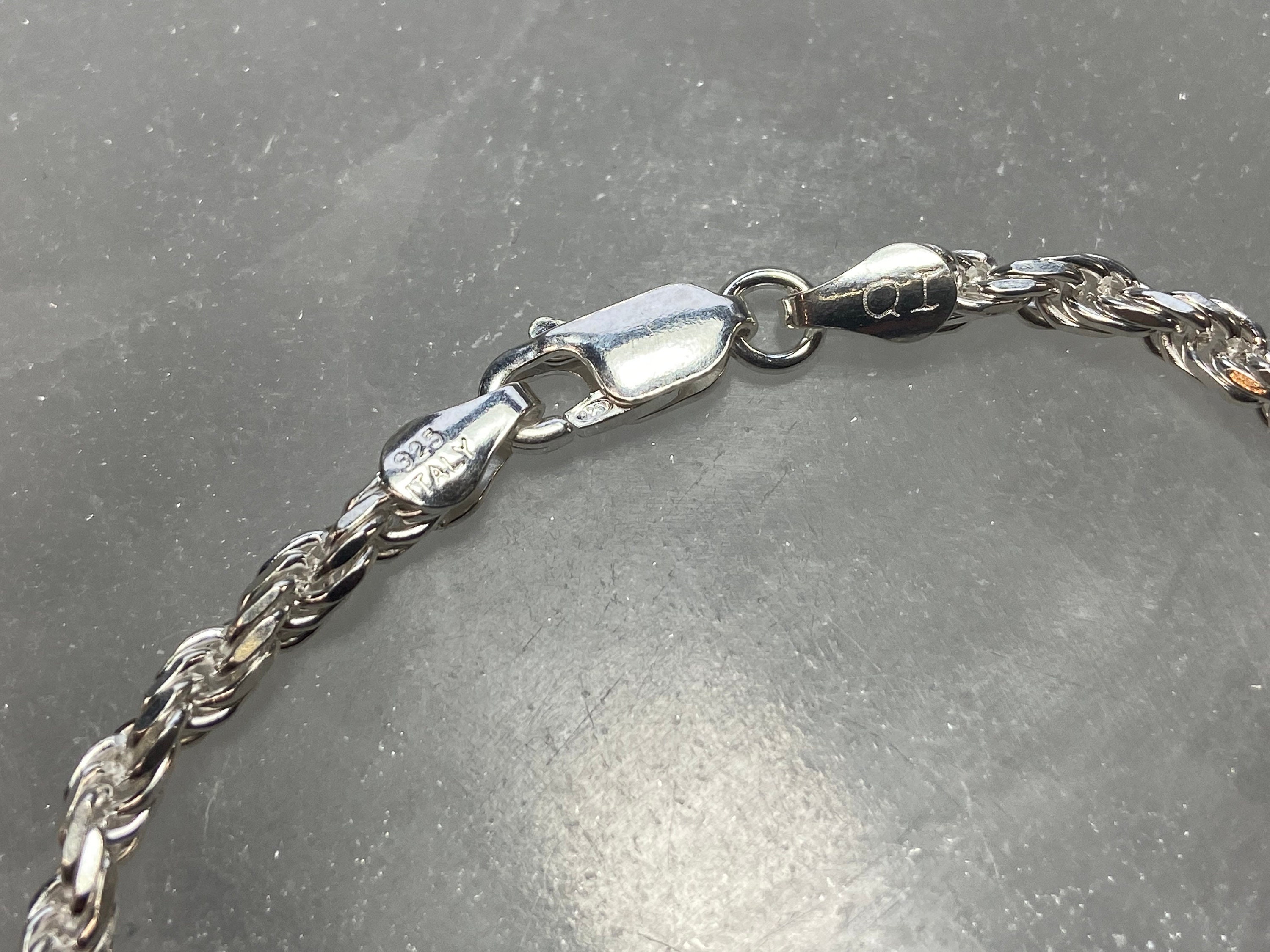 Sterling Silver Bracelet Rope Chain 7 Inch .925 Silver - Etsy