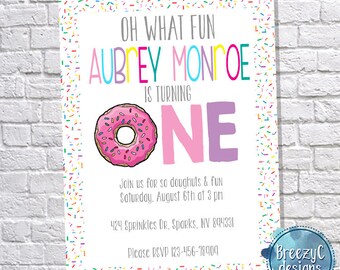 Donut Birthday Party DIGITAL Invite, Sprinkle party