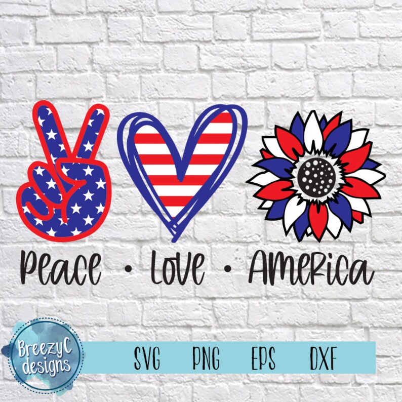 Download Peace Love America svg eps dxf png Instant Download Cut | Etsy