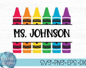 Crayon Monogram Svg CrayonSvg Teacher Svg School Svg Education Svg Crayon Svg for Cricut Pencil Png Svg Cut File