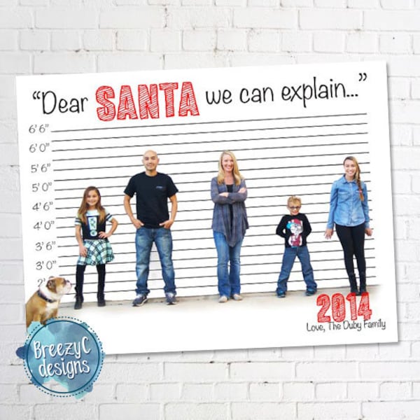 Santa We Can Explain Kundenspezifische Einladung, Weihnachtskarte, Urlaubspost, Familienweihnachtskarte, Frohe Feiertage, Weihnachtskarte