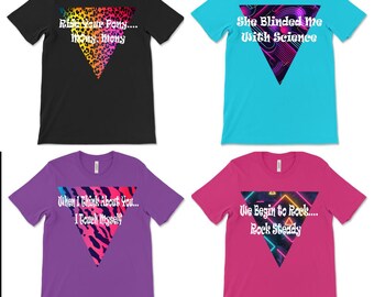 Bride and Bridesmaid Bachelorette Bridal Party Song Lyrics Mix and Match Neon 80's and 90's Y2K Group T Shirts Set of 4