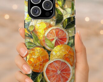 Citrus Mosaic Stained Glass Phone Case - Orange Fruit Phonecase - iPhone & Samsung