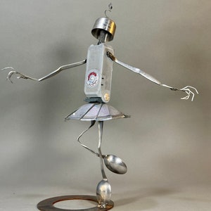 Skipping Found Object Robot Assemblage Sculpture by Jeffery Weatherford Ballet 1
