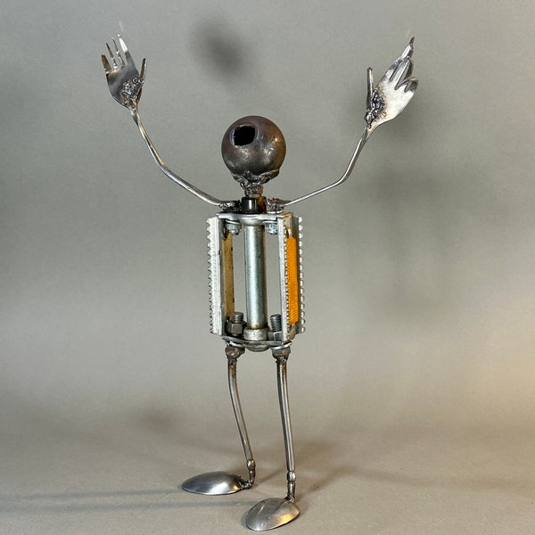 Found Object Assemblage Sculpture Robot created from a Bike Pedal