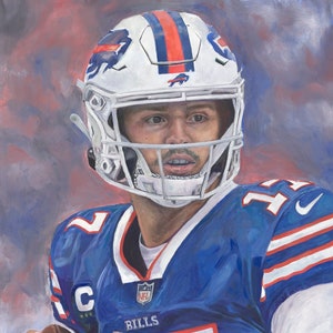 Stampa artistica originale, firmata, di un dipinto a olio, &quot;Josh Allen&quot; - Medium