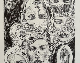 Original, Signed, Expressive Pen and Ink Drawing, "Where TF Are We?"