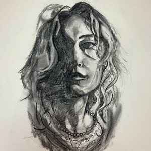 Original Charcoal Portrait, “Turning into the Dark”
