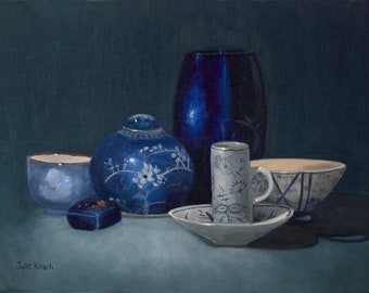 Signed, Giclée, Fine Art Print of an Original Oil Painting, "Blue Sky Still Life"