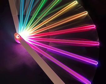 Light Up Rave Fan, LED Hand Fan, Rechargeable Festival Fan, Flow Fan, EDM Accessories